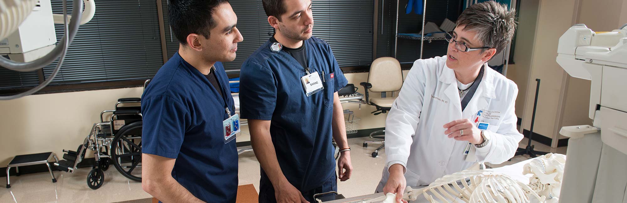 student working with radiology equipment